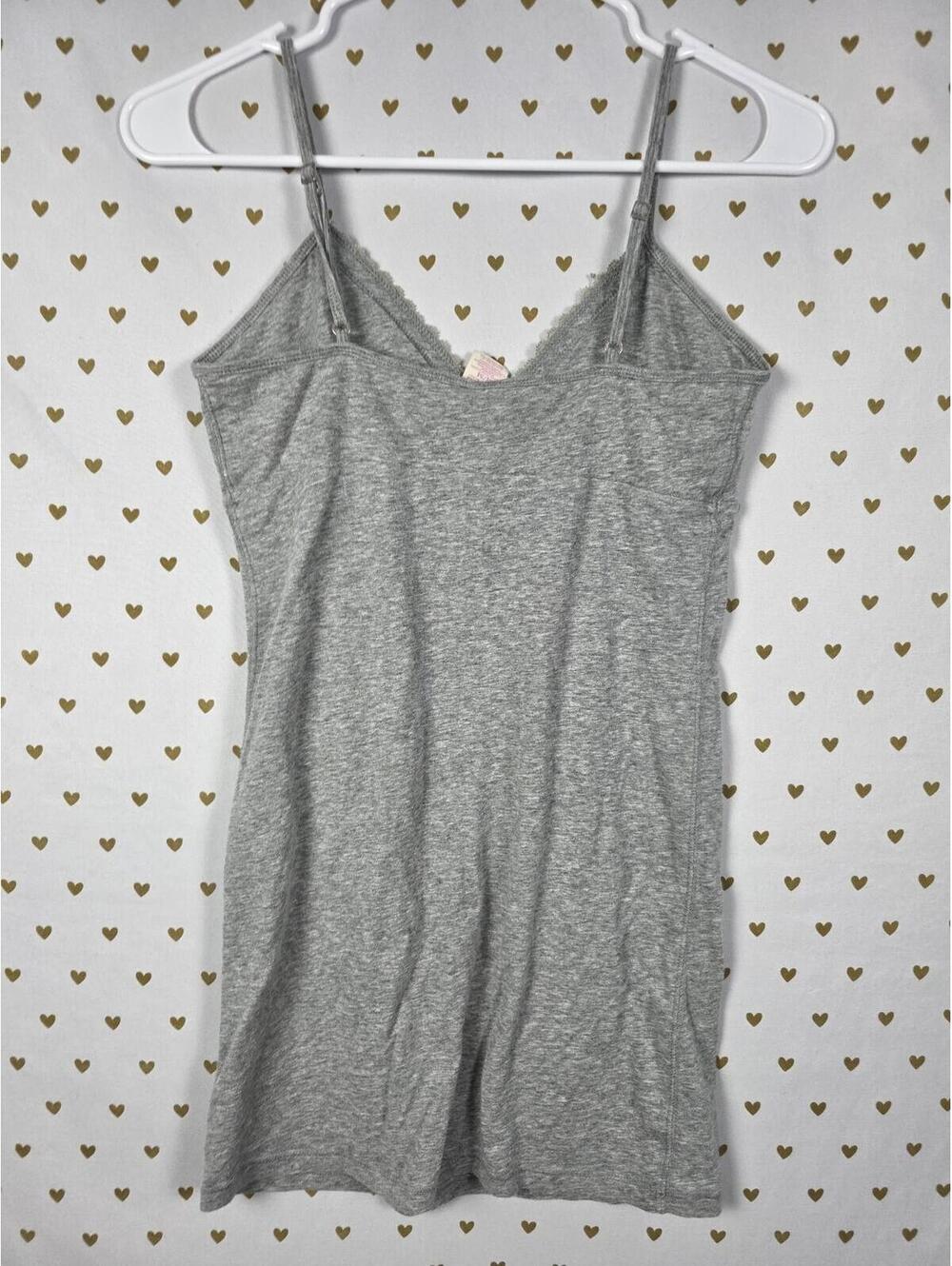 Victorias Secret PINK Grey Tank Top Mini Dress Vintage HEART y2k MEDIUM - Picture 6 of 7